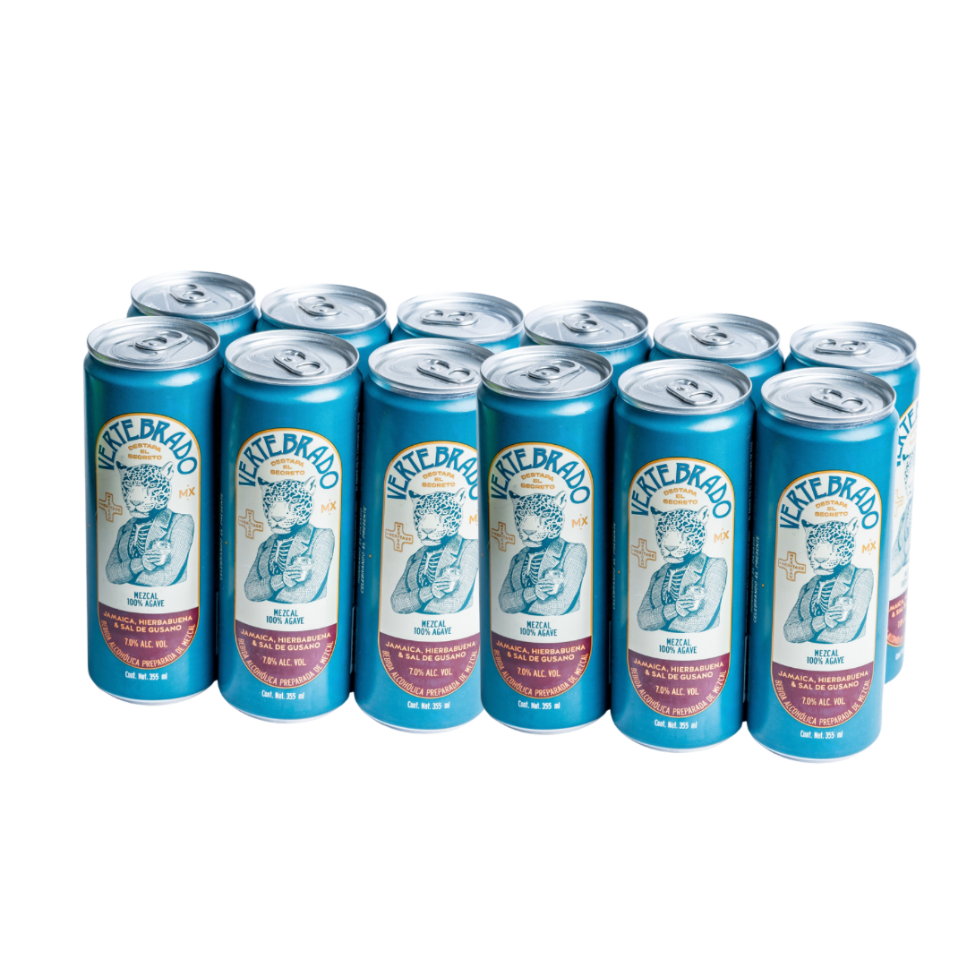 Coctel a base de Mezcal 100% agave, infusión natural de jamaica y hierbabuena con sal de gusano - 12 pack